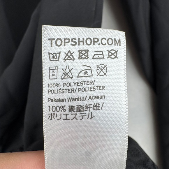 Topshop Black Tie Front Blouse Long Sleeve V Neck Career Party Top Size US 6 - Picture 7 of 8